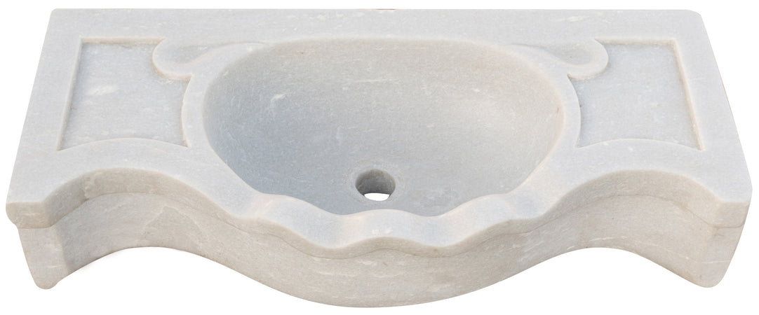 Biscottini Biscottini Lavandino Marmo Bianco Artigianale 70x33x17 Vasca Design Unico