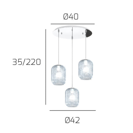 Plafoniera moderna Top Light TENDER 1181 BL S3 T E27 LED vetro lampada soffitto
