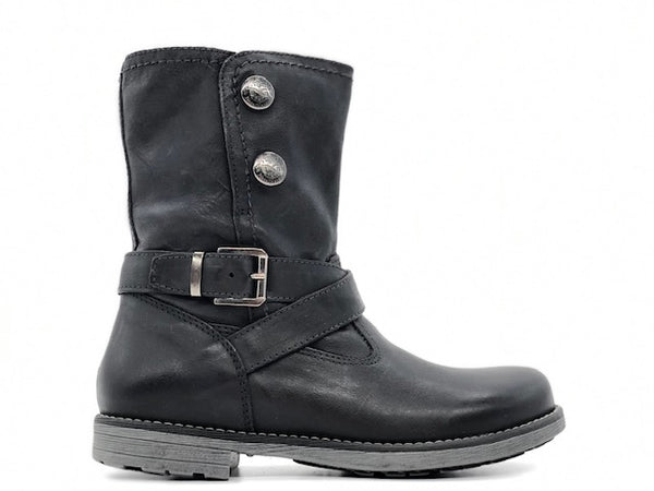 NERO GIARDINI Stivaletti bambina neri in pelle con fibbia