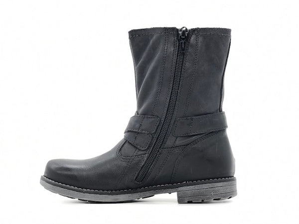 NERO GIARDINI Stivaletti bambina neri in pelle con fibbia