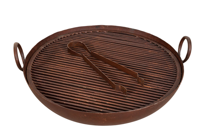 Biscottini Biscottini Contenitore Ferro Battuto Antico Braciere Barbecue 80x35 Griglia