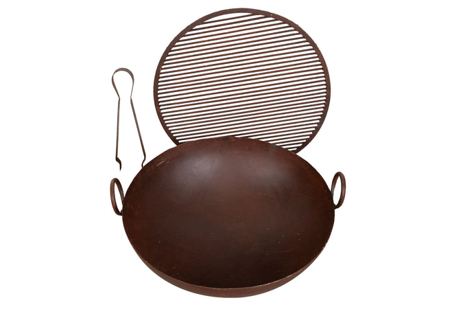 Biscottini Biscottini Contenitore Ferro Battuto Antico Braciere Barbecue 80x35 Griglia