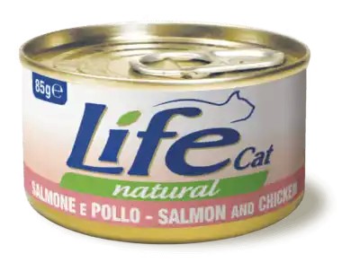 Life Cat Natural Scatoletta Salmone e Pollo per Gatti 85gr