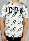 T-shirt con logo stampa all over bianca