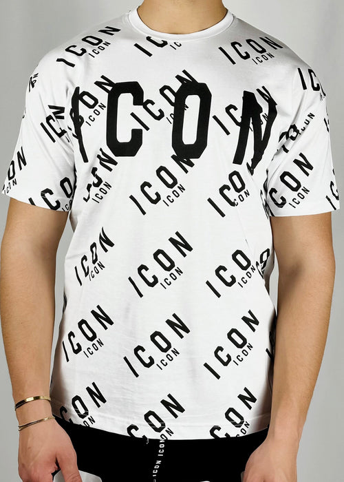 T-shirt con logo stampa all over bianca