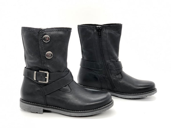 NERO GIARDINI Stivaletti bambina neri in pelle con fibbia