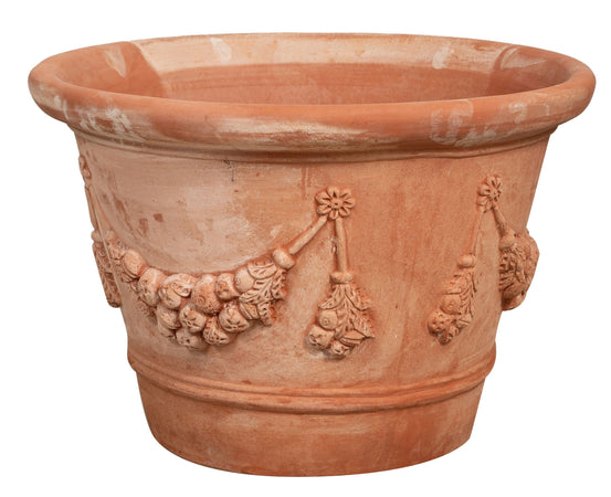 Biscottini Vaso in terracotta Galestro festonato 100% Made in Italy, interamente fatto a mano