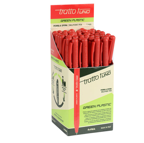 Scatola 50 Penna Rosso Tratto 1 Green Punta Media 1.0Mm