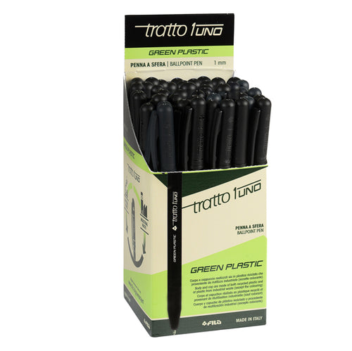 Scatola 50 Penna Nero Tratto 1 Green Punta Media 1.0Mm