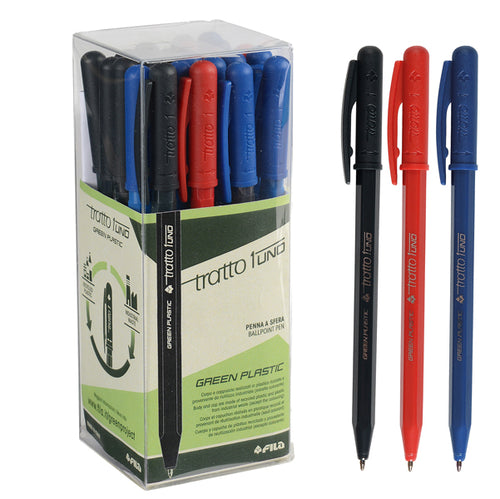 Scatola 24 Penna Sfera Colori Assortiti Tratto 1 Green Punta Media 1.0Mm