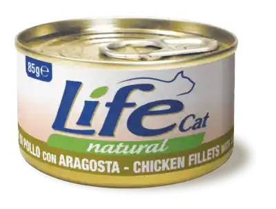 Life Cat Natural Scatoletta Filetti di Pollo con Aragosta per Gatti 85gr