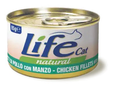 Life Cat Natural Scatoletta Filetti di Pollo con Manzo per Gatti 85gr