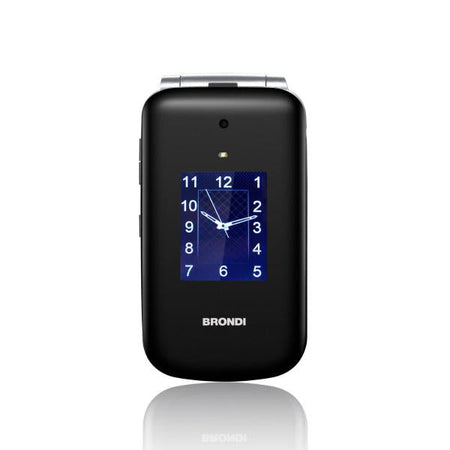 BRONDI SUPER VOICE (NERO/ARGENTO) - TELEFONO CELLULARE PER ANZIANI - TASTO SOS - AUDIO AMPLIFICATO - CONTROLLO REMOTO - BASE DI RICARICA - DOPPIO DISPLAY