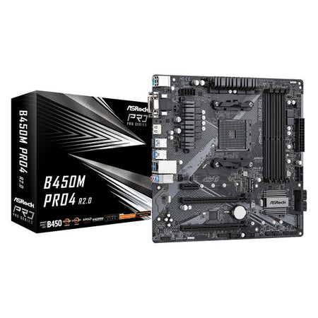 ASRock B450M Pro4 R2.0 - scheda madre - micro ATX - Socket AM4 - Chipset AMD B450 - USB-C Gen2, USB 3.2 Gen 1, USB 3.2 Gen 2 - Gigabit LAN - grafica integrata (CPU richiesta)