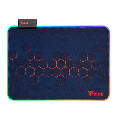 Tappetino Gaming Mouse Pad RGB E1 - Materiale Premium, Antiscivolo, Massima Precisione, RGB con 12 modalità, Taglia L 350x250x3mm - Nero/Rosso