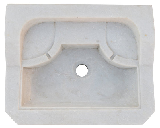 Biscottini Lavandino in marmo bianco L51xPR41xH15 cm Vasca realizzata completamente