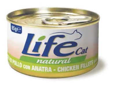 Life Cat Natural Scatoletta Filetti di Pollo con Anatra per Gatti 85gr