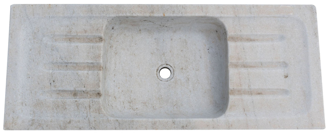 Biscottini Acquaio in marmo bianco L102xPR41xH15 cm Vasca realizzata completamente