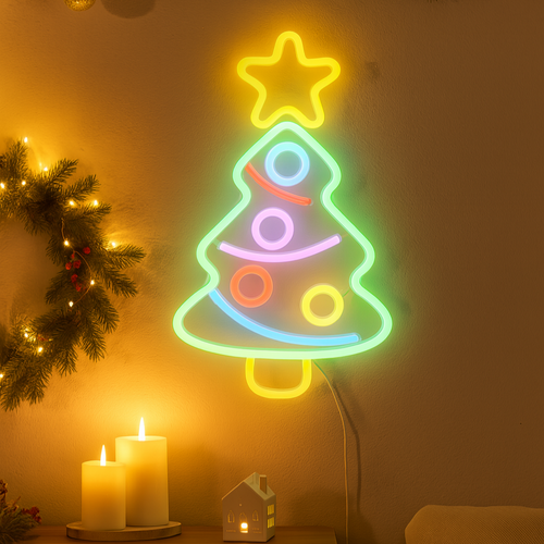 Figura di Natale a neon connessione USB per decorazioni natalizie 24 x 40 cm