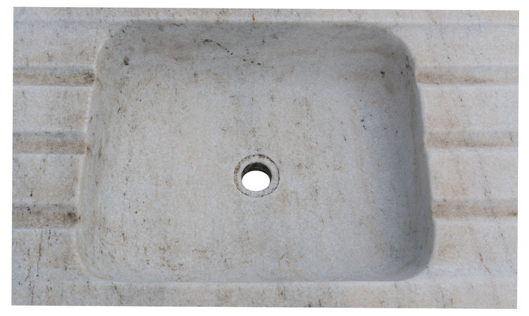 Biscottini Acquaio Vasca Lavabo Marmo Bianco Biscottini 102x41x15 per Giardino Interni