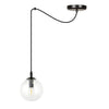 Sospensione 1 Luce Gigi In Acciaio Nero Con Cavo Lungo E Vetro Trasparente
