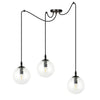 Lampadario 3 Luci Gigi In Acciaio Nero Con Cavo Lungo E Vetri Trasparente