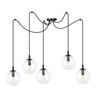 Lampadario 5 Luci Gigi In Acciaio Nero Con Cavo Lungo E Vetri Trasparente