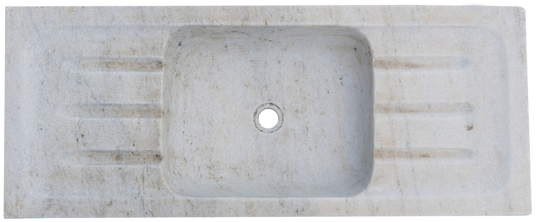 Biscottini Acquaio in marmo bianco L102xPR41xH15 cm Vasca realizzata completamente