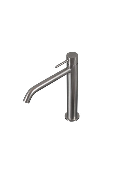 Miscelatore alto per lavabo con bocca da 18 cm in acciaio inox 316L di Tubico Tevere
