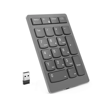 Lenovo 4Y41C33791 tastierino numerico Universale RF Wireless Grigio (Lenovo Go Wireless Numeric Keypad - Keypad - wireless - 2.4 GHz - key switch: Scissor-Key - storm grey - retail) - Versione UK