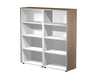 Mobili e librerie alte in legno con piani a giorno e struttura rifinita in melaminico cm. 162,8x43x158,2h