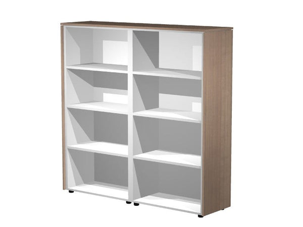 Mobili e librerie alte in legno con piani a giorno e struttura rifinita in melaminico cm. 162,8x43x158,2h