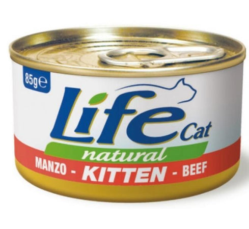Life Cat Kitten Natural Scatoletta Manzo per Gatti Cuccioli 85gr