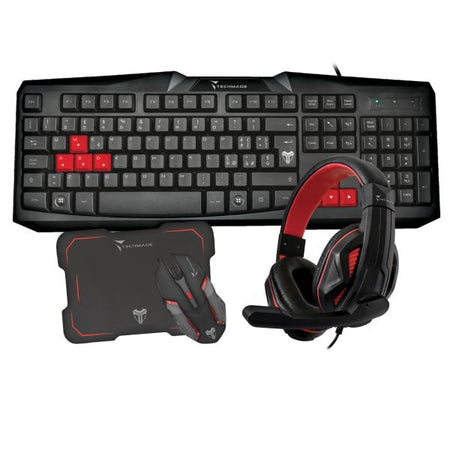 Techmade Kit Tastiera+mouse+cuffie+pad Gaming Usb Nero Tm-gamingset2