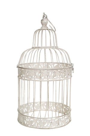 Biscottini Biscottini Set 3 Gabbie Decorative Ferro Bianco Anticato D25x50 D19x40 D14x32