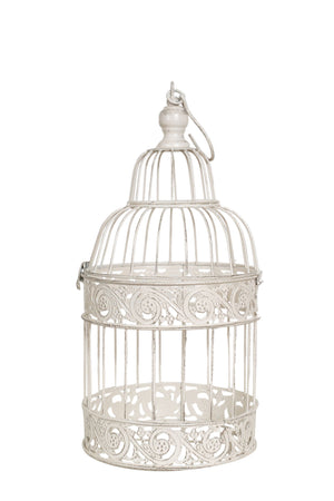 Biscottini Biscottini Set 3 Gabbie Decorative Ferro Bianco Anticato D25x50 D19x40 D14x32