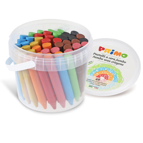 Secchiello 48 Pastelli A Cera Jumbo D13Mm 85Mm 12Colori Primo