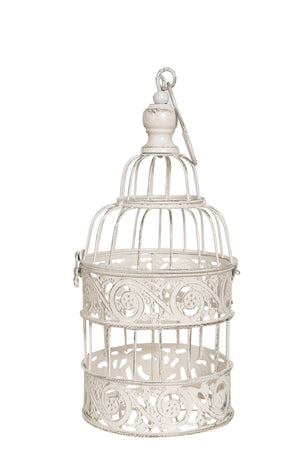 Biscottini Biscottini Set 3 Gabbie Decorative Ferro Bianco Anticato D25x50 D19x40 D14x32