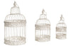Biscottini Biscottini Set 3 Gabbie Decorative Ferro Bianco Anticato D25x50 D19x40 D14x32
