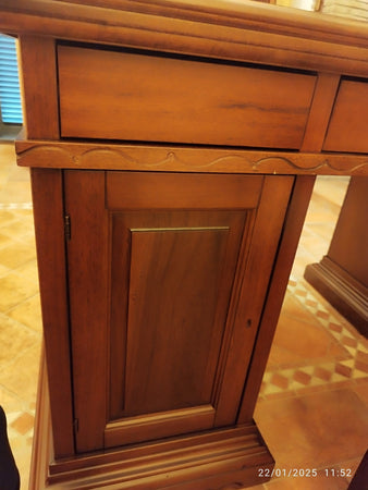 MOBILI 2G - SCRIVANIA PORTA PC ARTE POVERA IN LEGNO TINTA NOCE 160X80X87