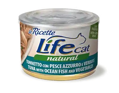 Life Cat Natural Le Ricette Scatoletta Tonnetto con Pesce Azzurro e Verdure per Gatti 150gr