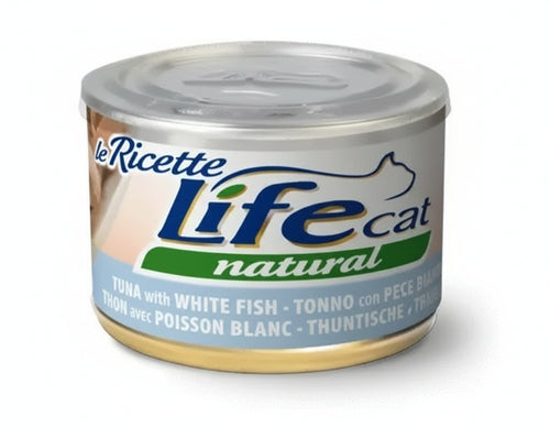 Life Cat Natural Le Ricette Scatoletta Tonno con Pesce Bianco per Gatti 150gr