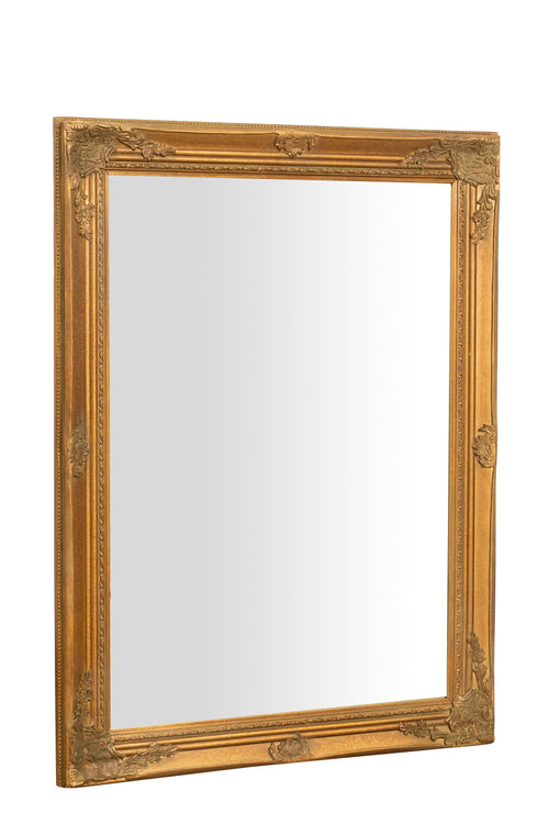 Biscottini Specchio Specchiera da parete e appendere verticale/orizzontale L62xPR4xH82 cm finitura foglia oro anticato.
