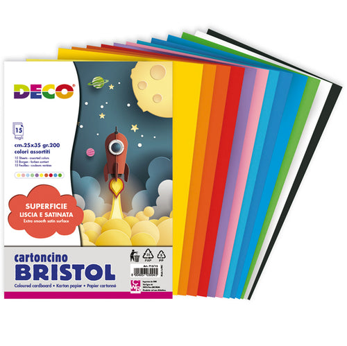 Busta Di Carta Bristol 15 Fg Colori 25X35Cm Colori Assortiti Deco