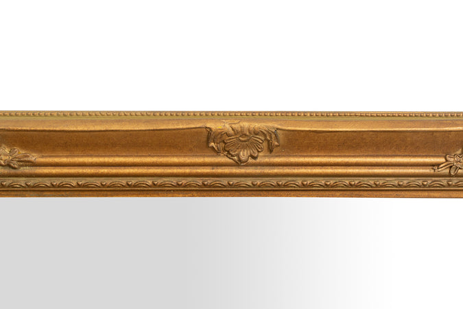 Biscottini Specchio Specchiera da parete e appendere verticale/orizzontale L62xPR4xH82 cm finitura foglia oro anticato.
