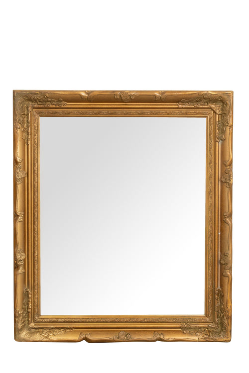 Biscottini Specchio Specchiera da parete e appendere verticale/orizzontale L64xPR4xH74 cm finitura foglia oro anticato.