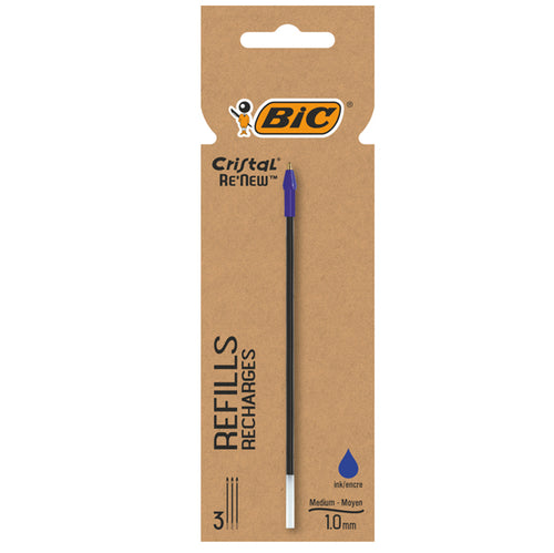 Blister 3 Refill Cristal Re'New 1Mm Blu Bic