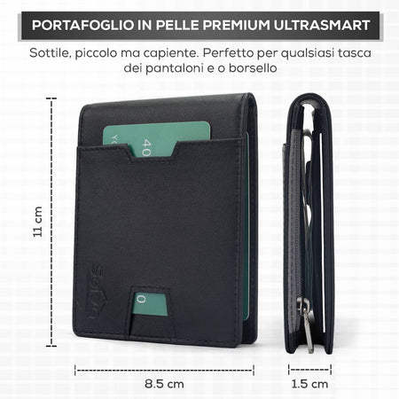 SEI G Portafoglio nero uomo portacarte blocco RFID