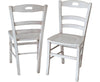 MOBILI 2G - Set 2 sedie legno shabby bianco consumato seduta legno 43x46x89