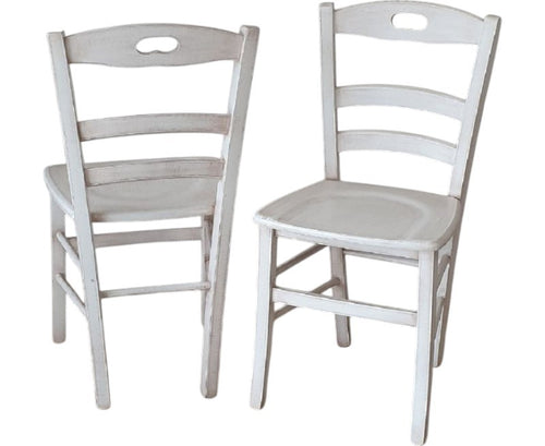 MOBILI 2G - Set 2 sedie legno shabby bianco consumato seduta legno 43x46x89